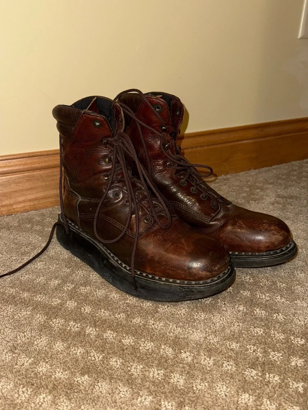 Red Wing Brown Leather Lace-Up Work Boots